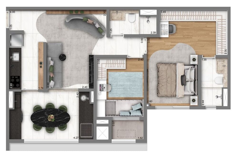 Apartamento, 2 quartos, 63 m² - Foto 2