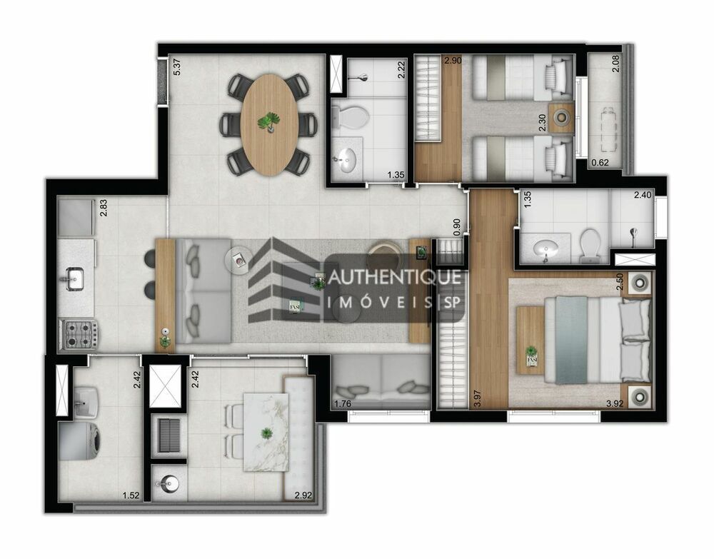 Apartamento à venda com 2 quartos, 70m² - Foto 2