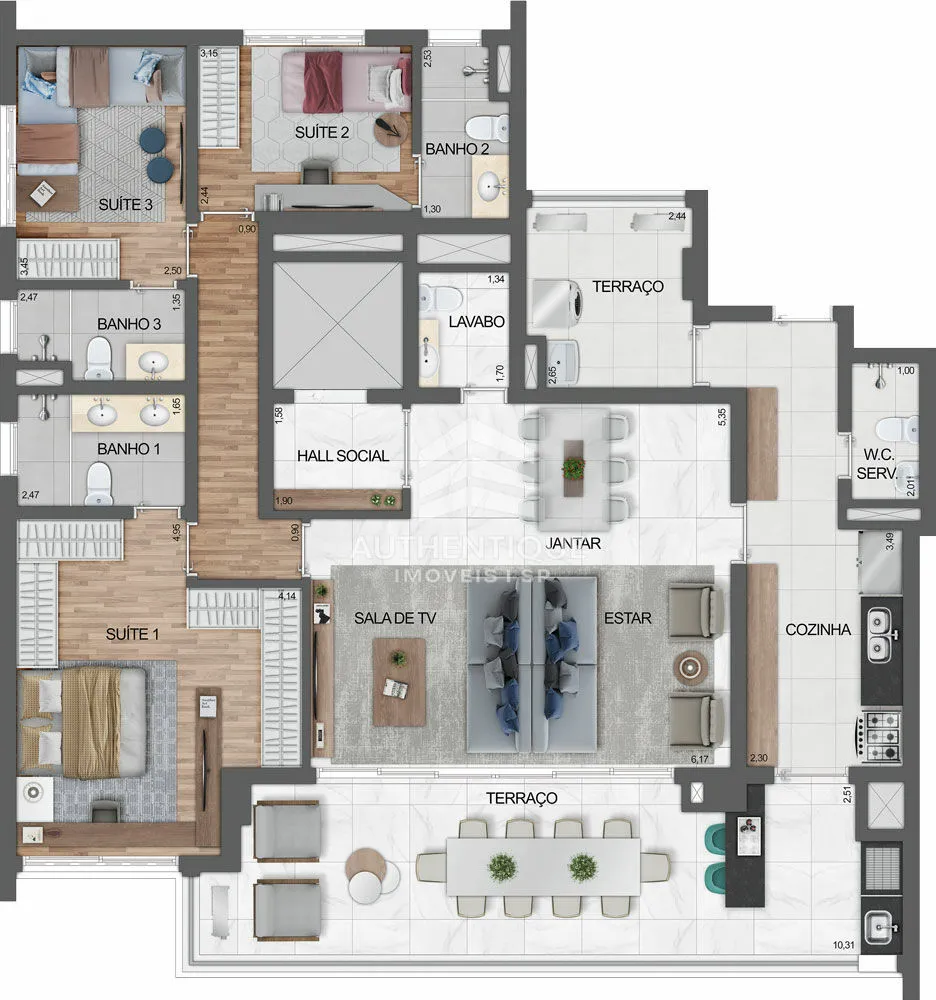 Apartamento, 3 quartos, 156 m² - Foto 3