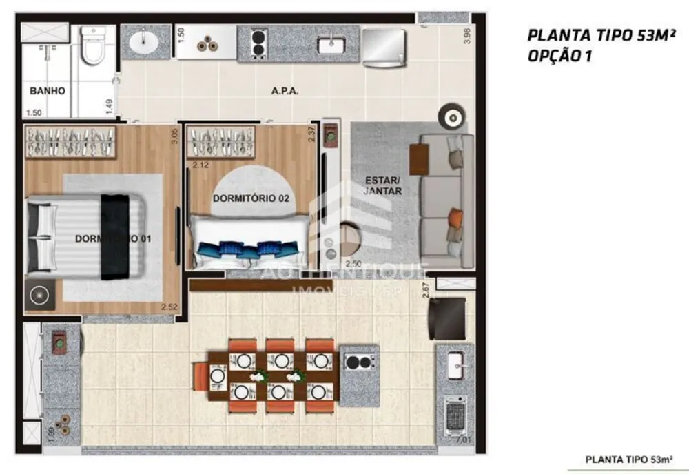 Apartamento, 2 quartos, 53 m² - Foto 2