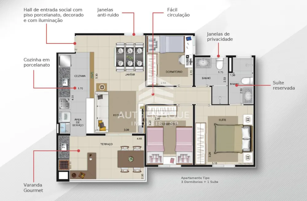 Apartamento, 3 quartos, 80 m² - Foto 3