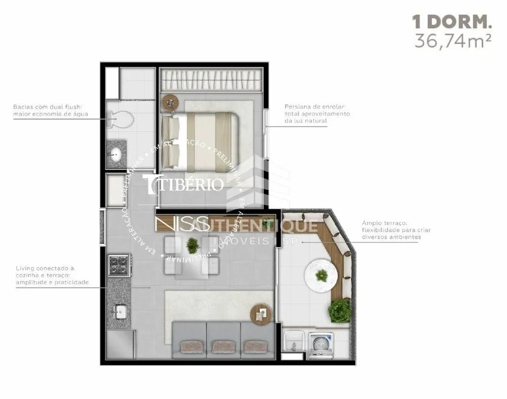 Apartamento, 1 quarto, 36 m² - Foto 3