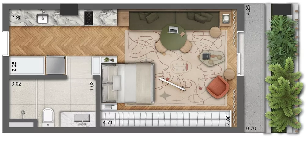 Apartamento, 1 quarto, 23 m² - Foto 2