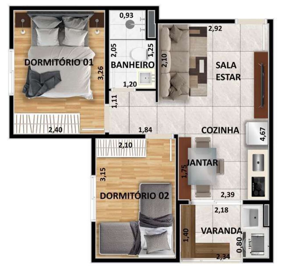 Apartamento, 2 quartos, 61 m² - Foto 4