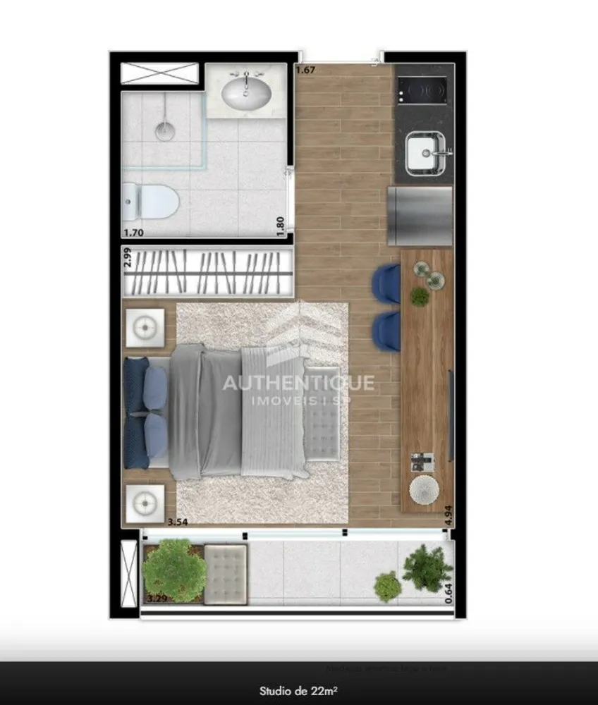 Apartamento, 1 quarto, 22 m² - Foto 1