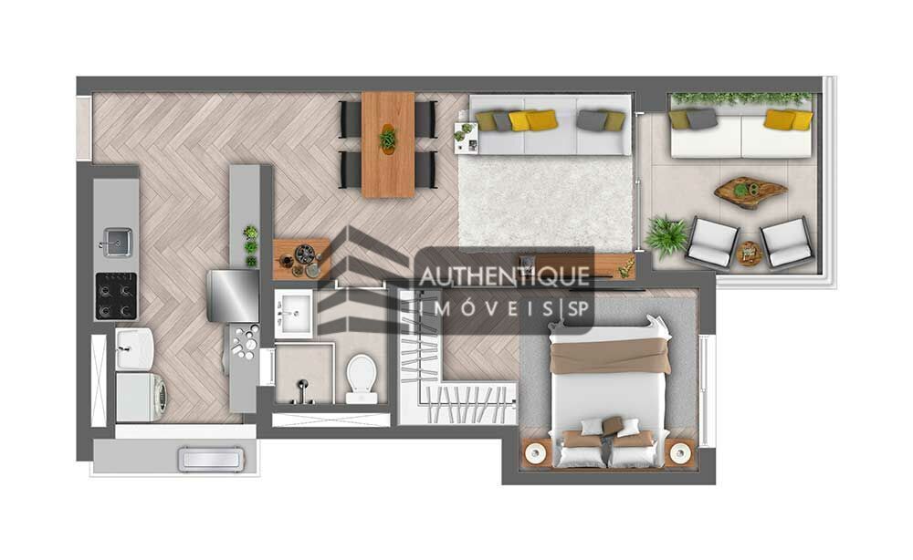 Apartamento, 1 quarto, 47 m² - Foto 1