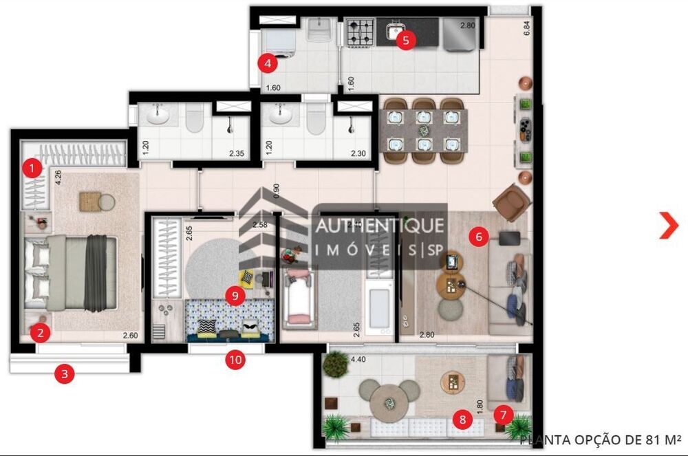 Apartamento à venda com 3 quartos, 81m² - Foto 2