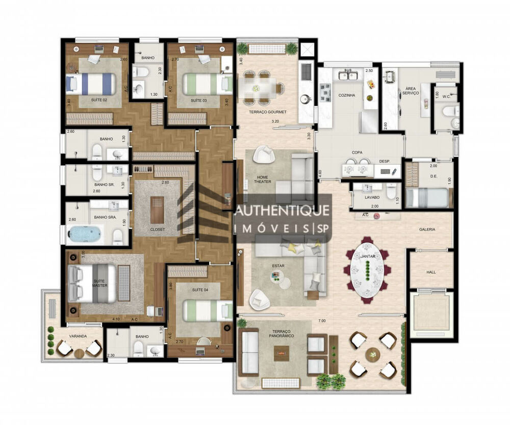 Apartamento, 3 quartos, 158 m² - Foto 1