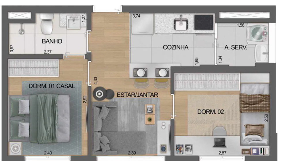 Apartamento, 2 quartos, 38 m² - Foto 11