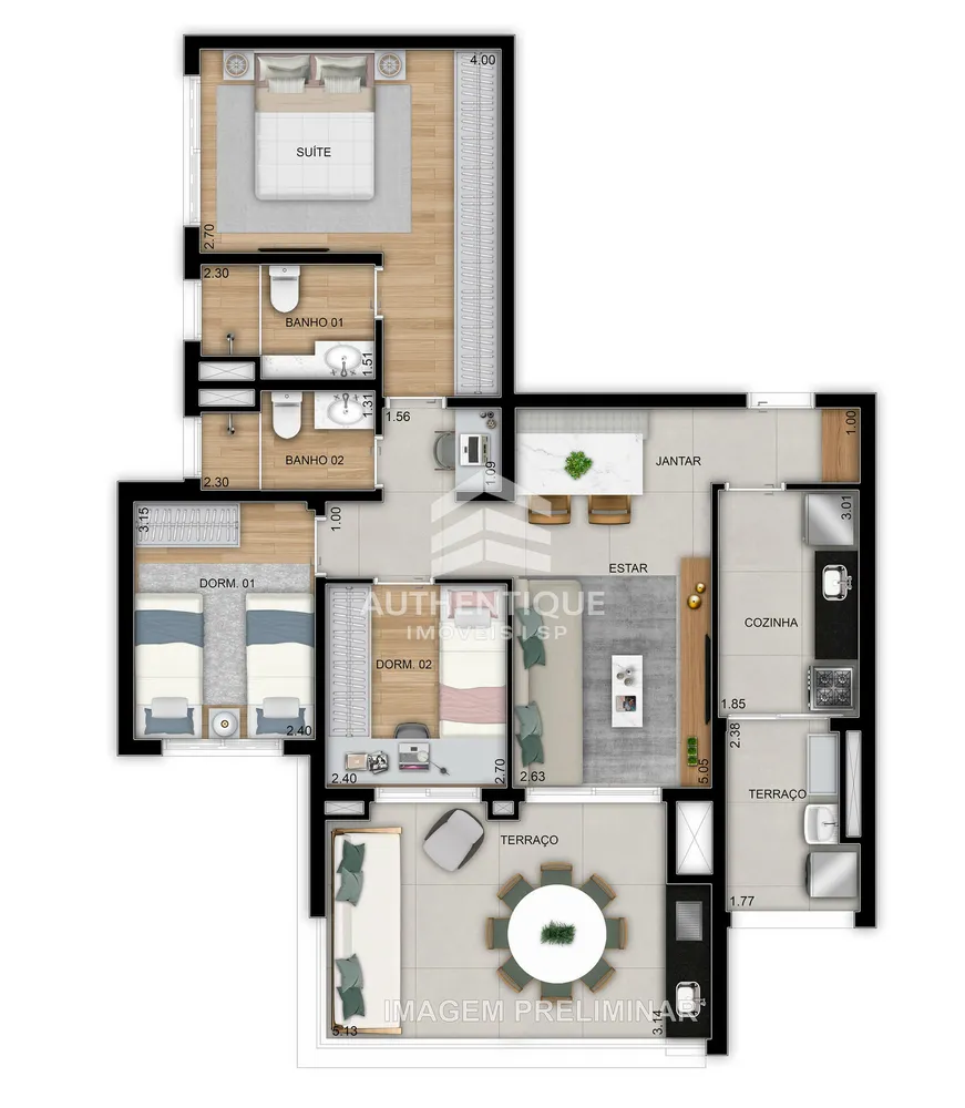 Apartamento, 3 quartos, 93 m² - Foto 1