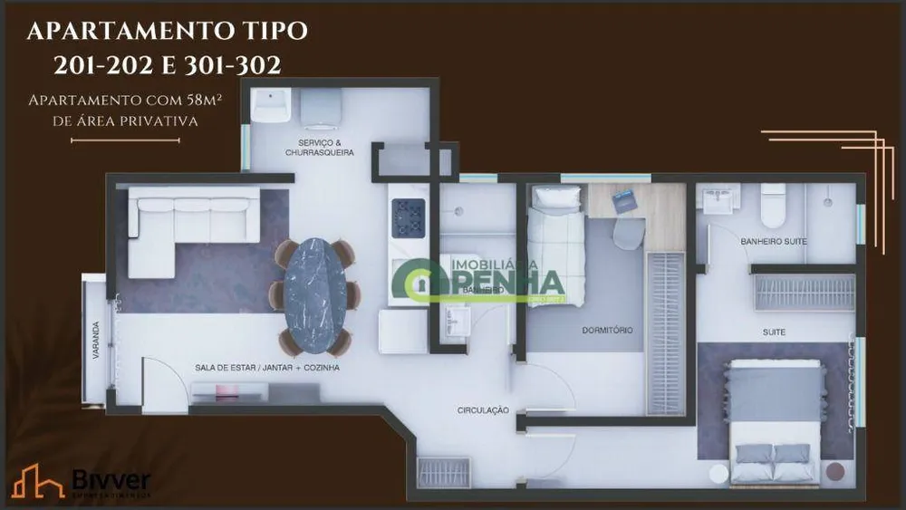 Apartamento, 2 quartos, 58 m² - Foto 2