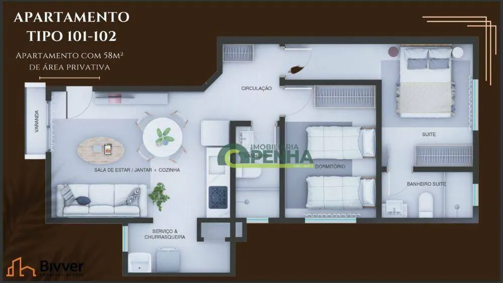 Apartamento, 2 quartos, 58 m² - Foto 3