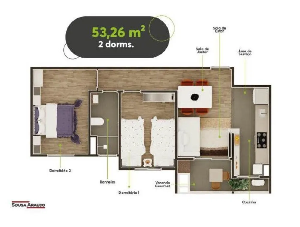 Apartamento, 2 quartos, 53 m² - Foto 7
