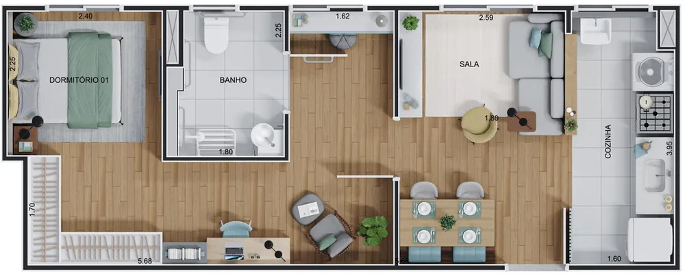 Apartamento, 1 quarto, 43 m² - Foto 8