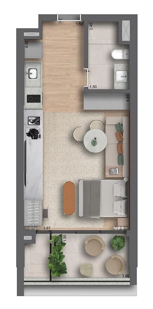 Apartamento, 1 quarto, 43 m² - Foto 3
