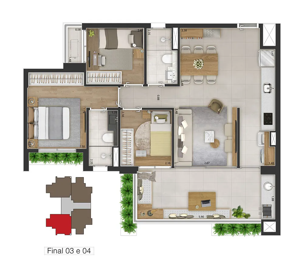 Apartamento, 3 quartos, 87 m² - Foto 2