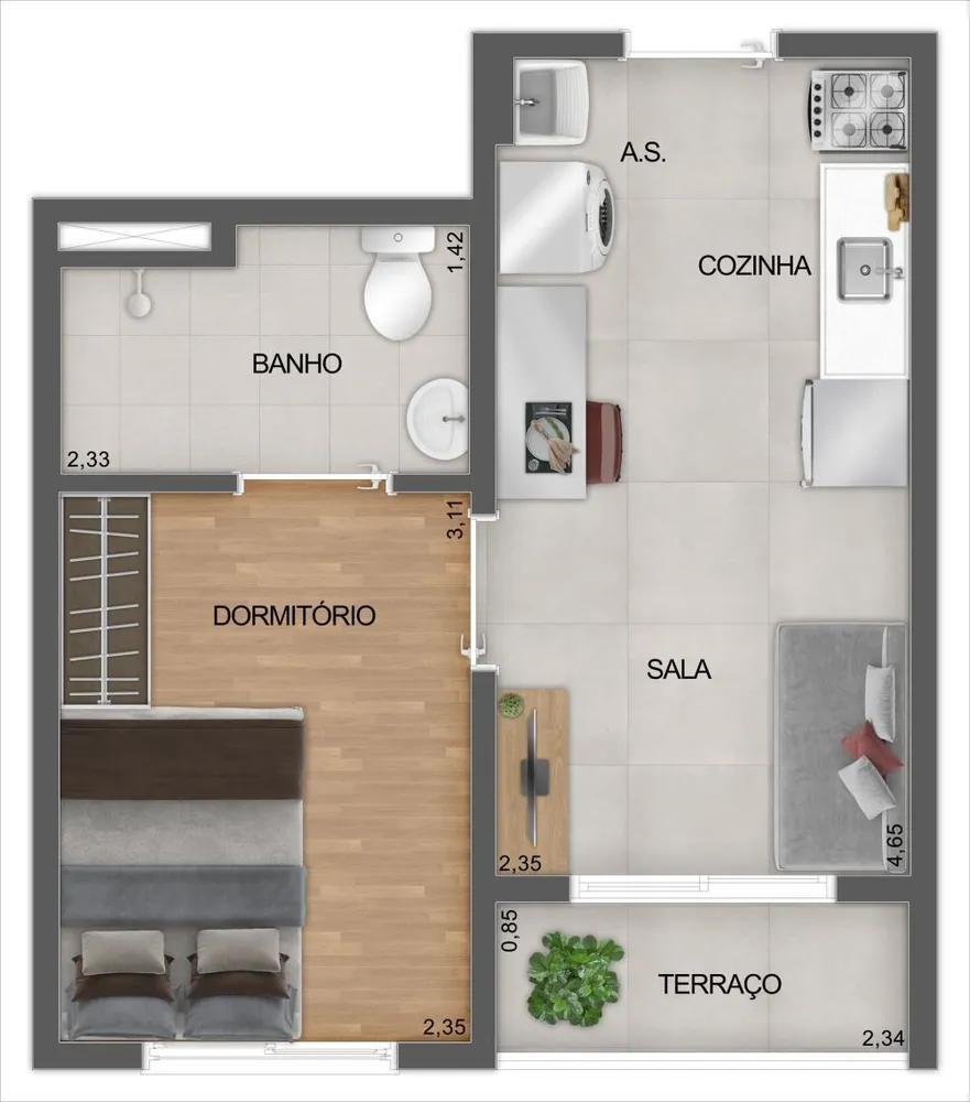 Apartamento, 1 quarto, 27 m² - Foto 4