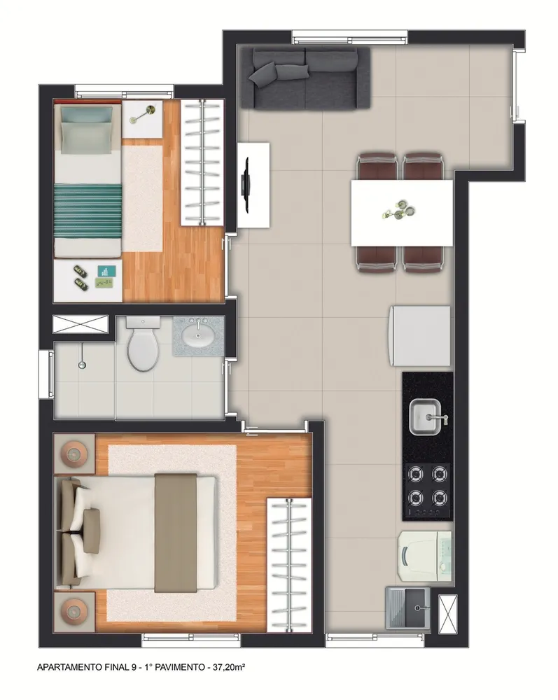 Apartamento, 1 quarto, 32 m² - Foto 2