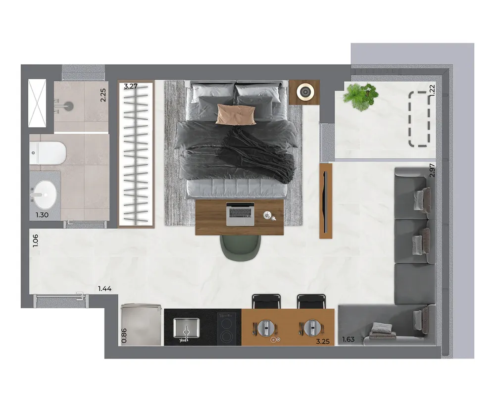 Apartamento, 1 quarto, 21 m² - Foto 3