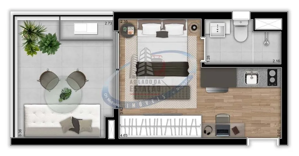 Apartamento, 1 quarto, 24 m² - Foto 2
