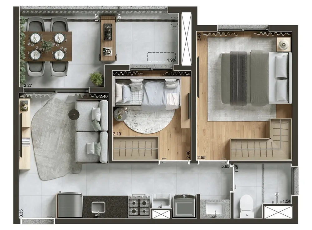 Apartamento, 2 quartos, 42 m² - Foto 2