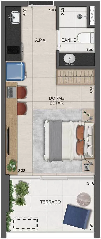 Apartamento, 1 quarto, 35 m² - Foto 3