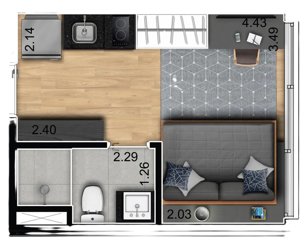 Apartamento, 2 quartos, 34 m² - Foto 2