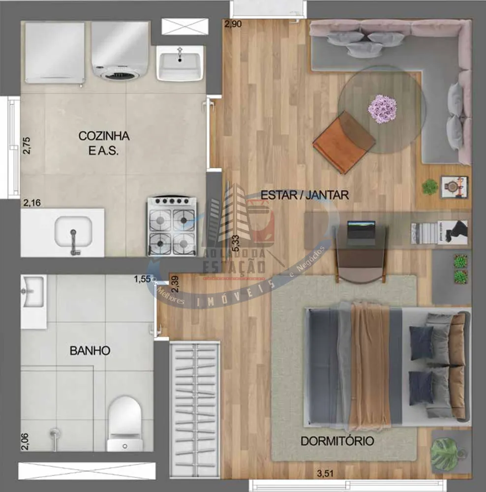 Apartamento, 1 quarto, 27 m² - Foto 1