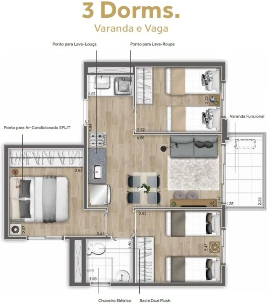 Apartamento, 2 quartos, 57 m² - Foto 1