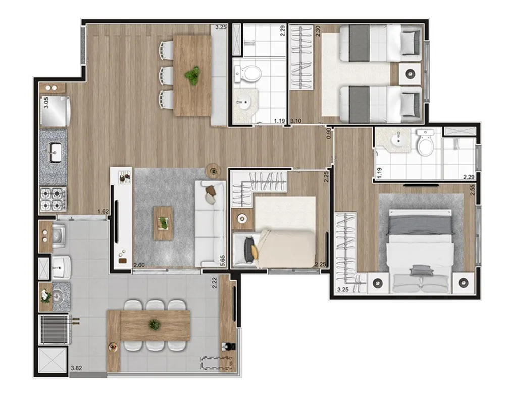 Apartamento, 3 quartos, 69 m² - Foto 4