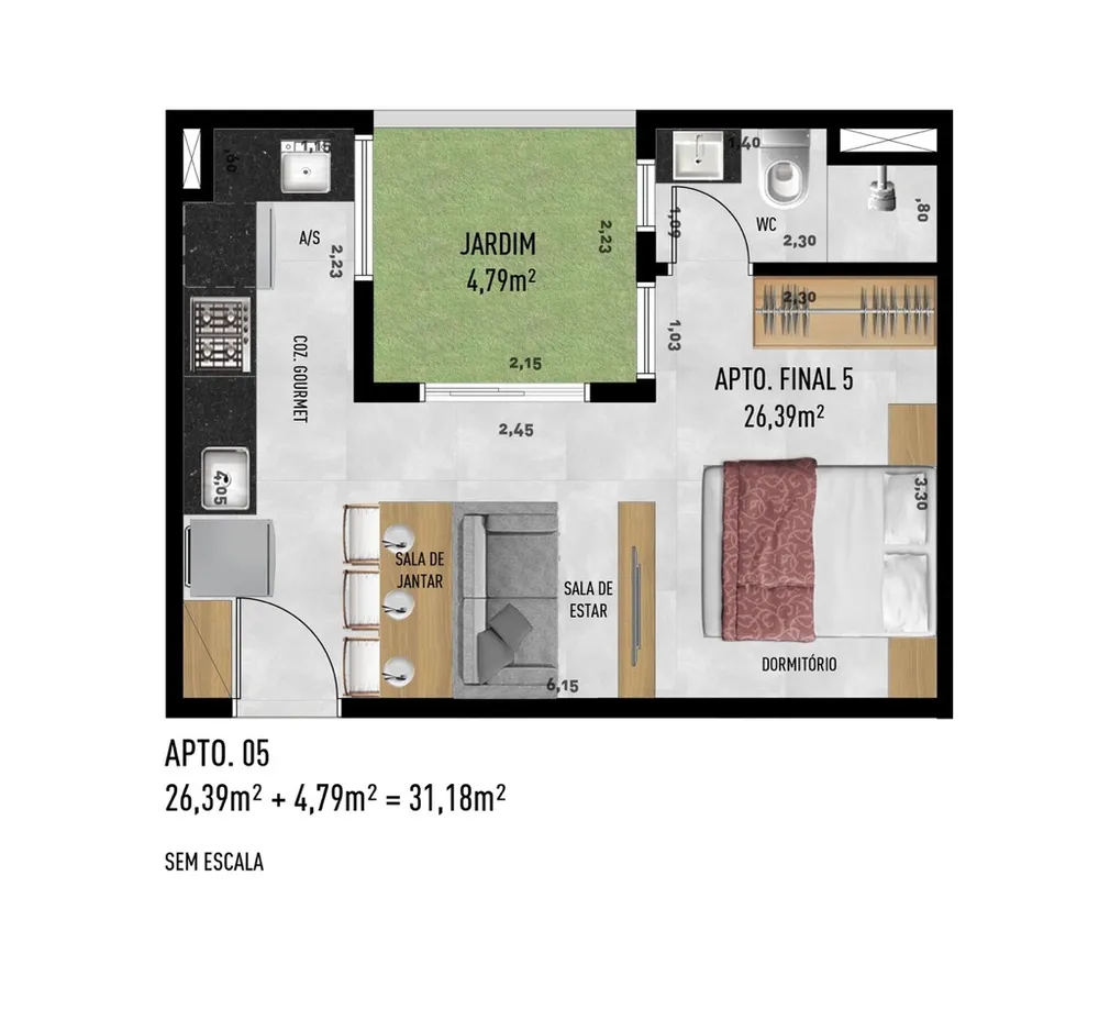 Apartamento, 1 quarto, 31 m² - Foto 9