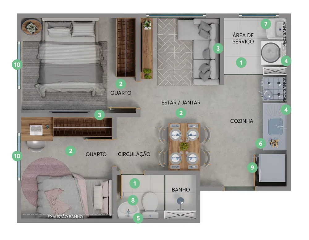 Apartamento, 2 quartos, 35 m² - Foto 3