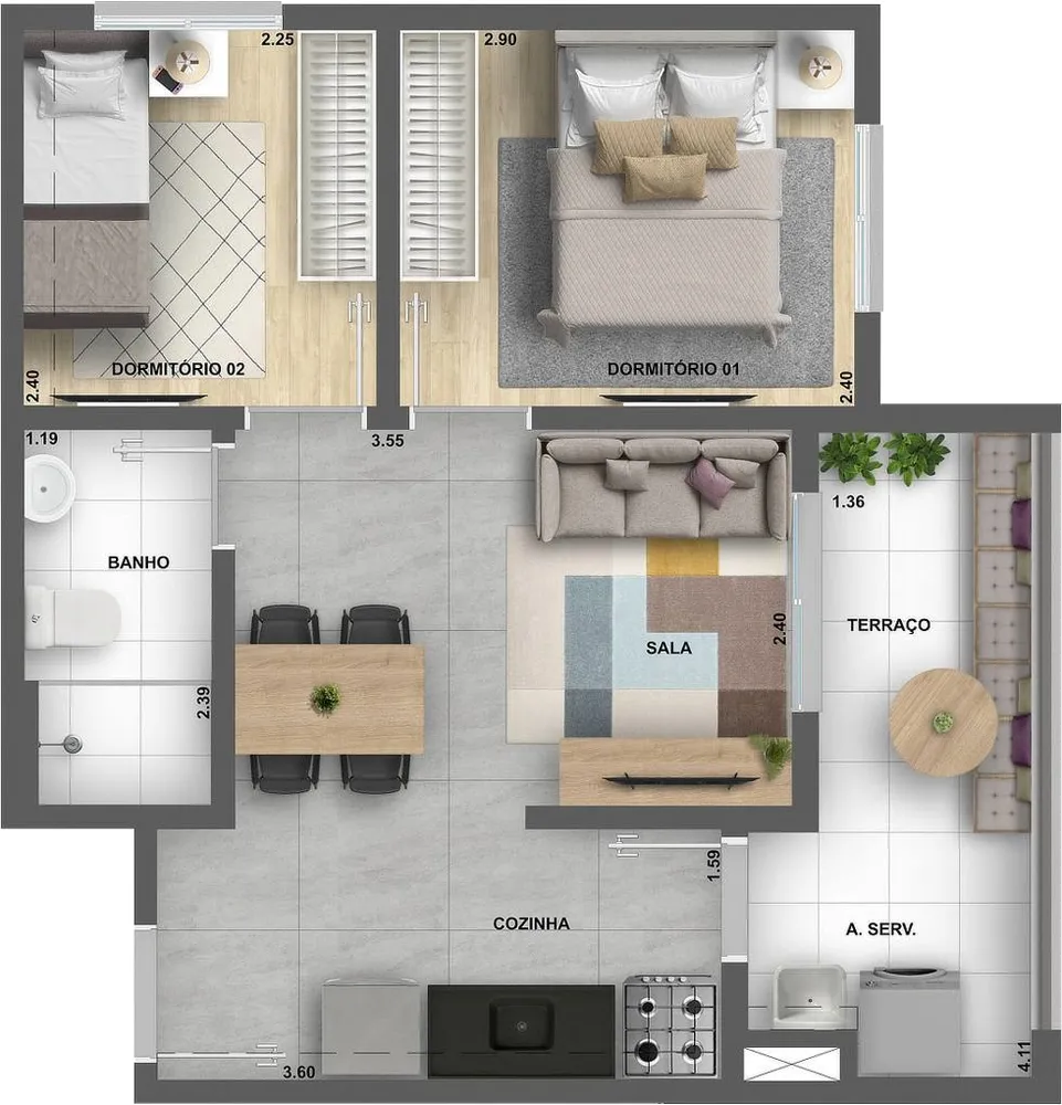 Apartamento, 2 quartos, 45 m² - Foto 11