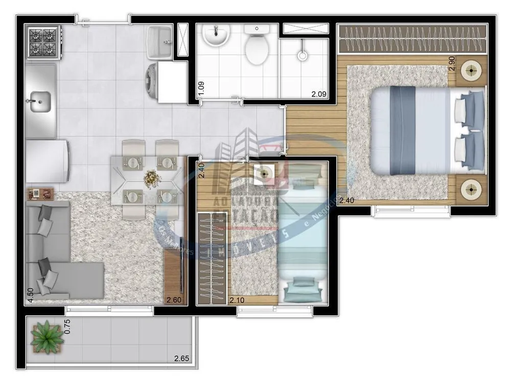 Apartamento, 2 quartos, 34 m² - Foto 3