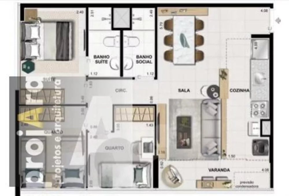 Apartamento à venda com 3 quartos, 60m² - Foto 3