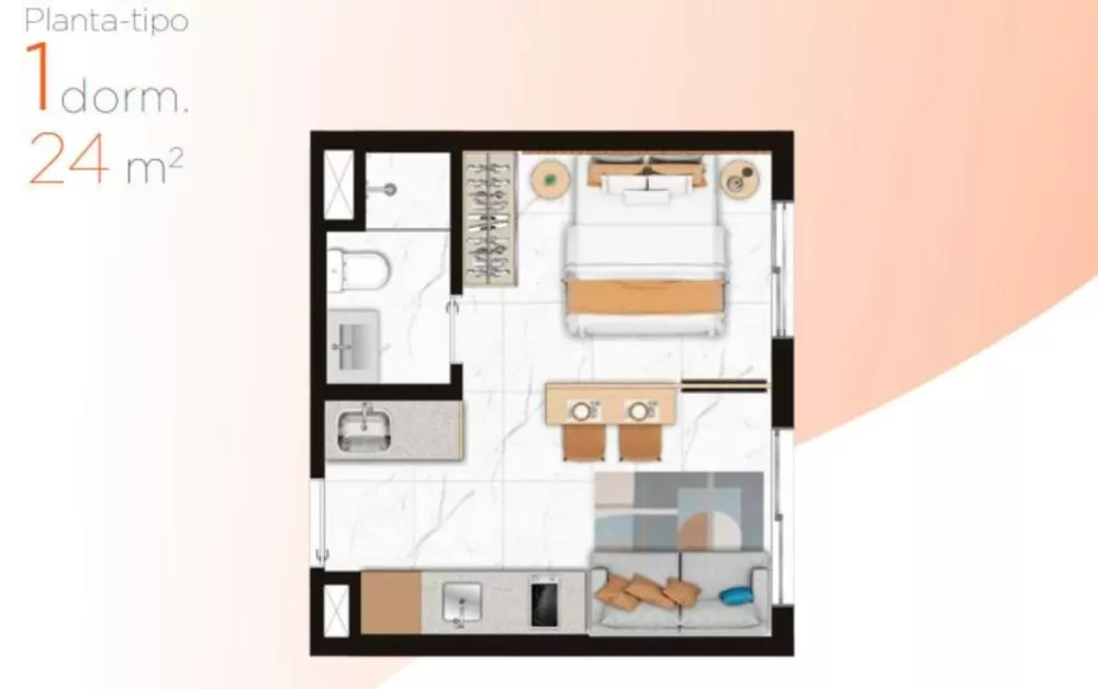 Apartamento à venda com 1 quarto, 24m² - Foto 3