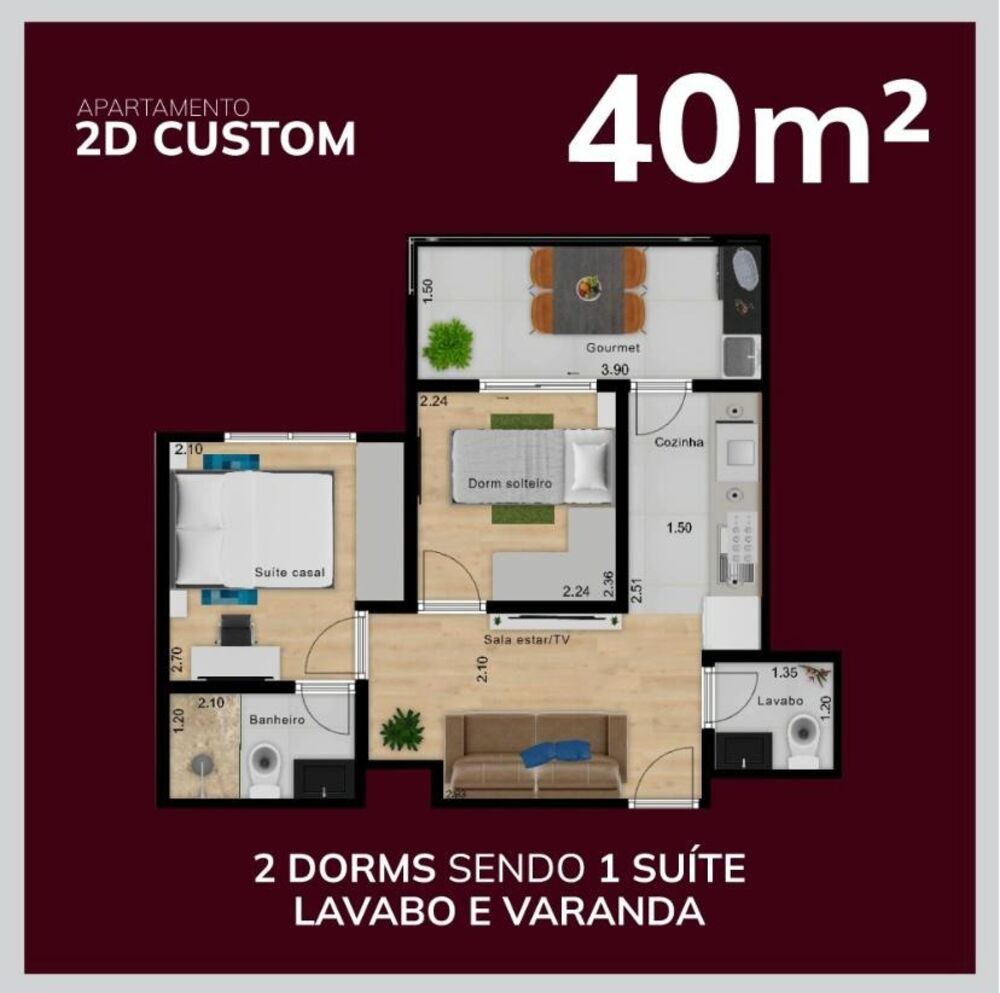 Apartamento à venda com 2 quartos, 40m² - Foto 3
