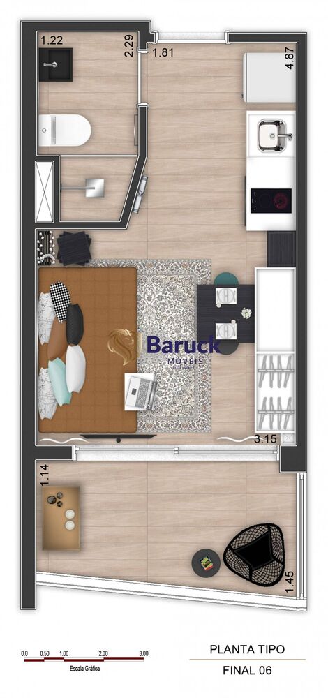 Apartamento, 1 quarto - Foto 3