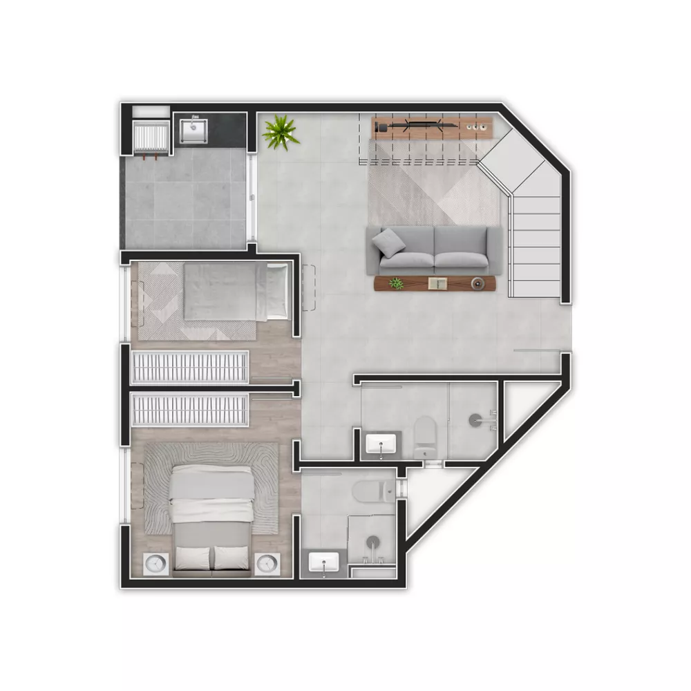 Apartamento, 2 quartos, 53 m² - Foto 2