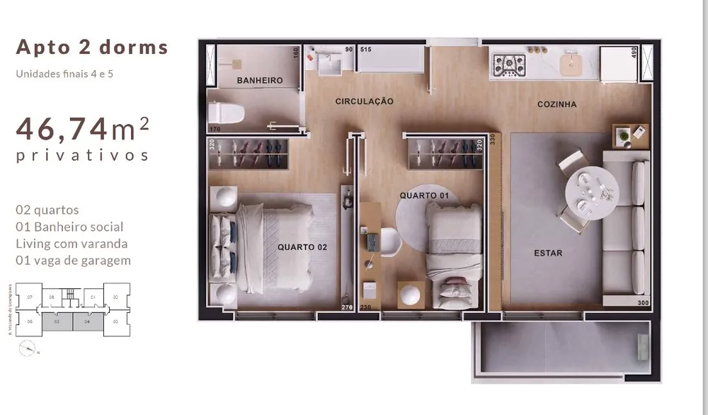 Apartamento, 2 quartos, 46 m² - Foto 7