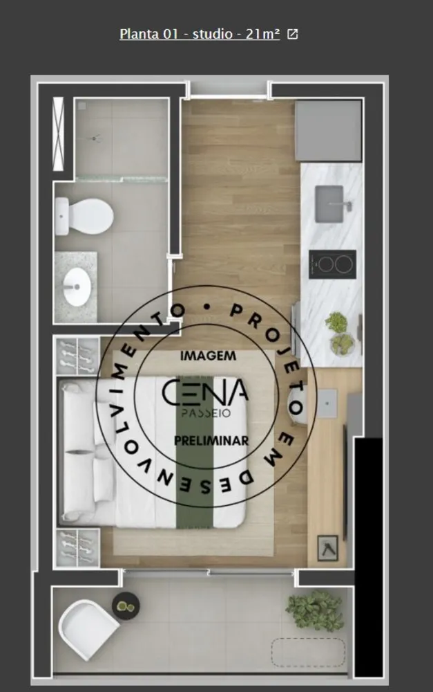Apartamento, 1 quarto, 21 m² - Foto 7