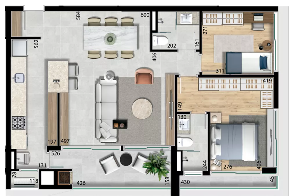 Apartamento, 2 quartos, 119 m² - Foto 2