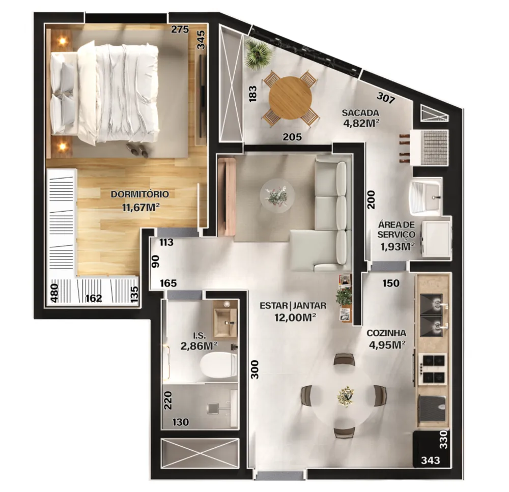 Apartamento, 1 quarto, 46 m² - Foto 2