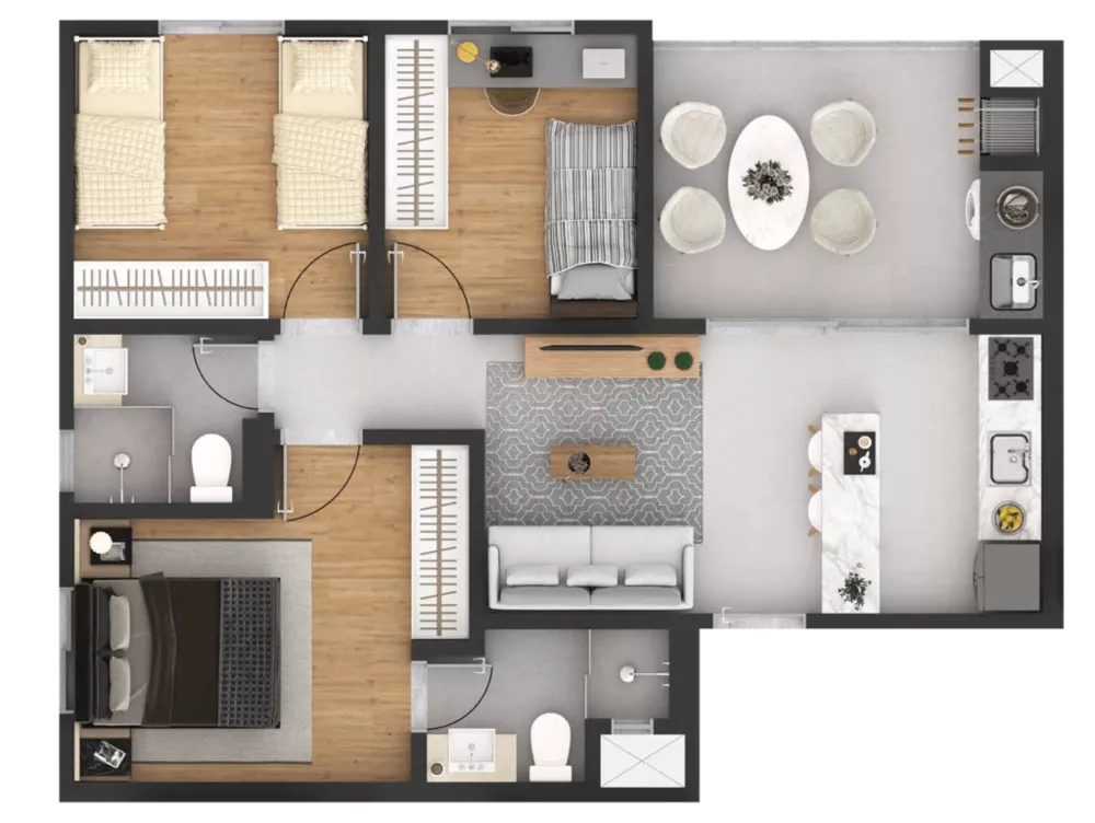 Apartamento, 3 quartos, 58 m² - Foto 4