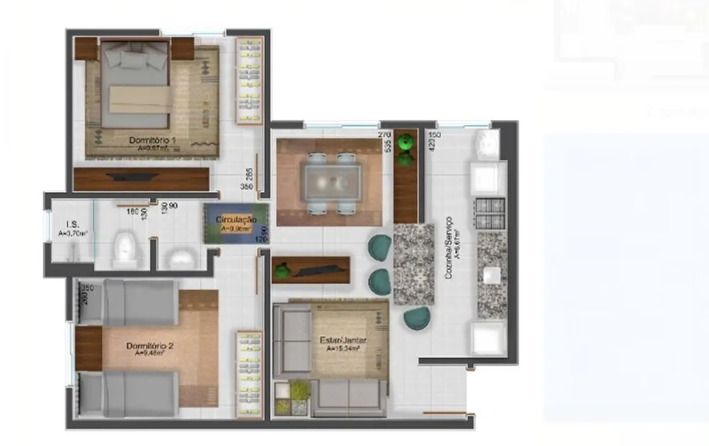 Apartamento, 2 quartos, 52 m² - Foto 1