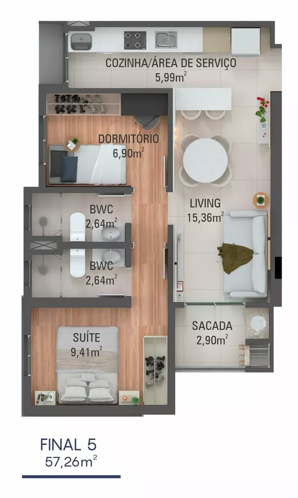 Apartamento, 2 quartos, 55 m² - Foto 3