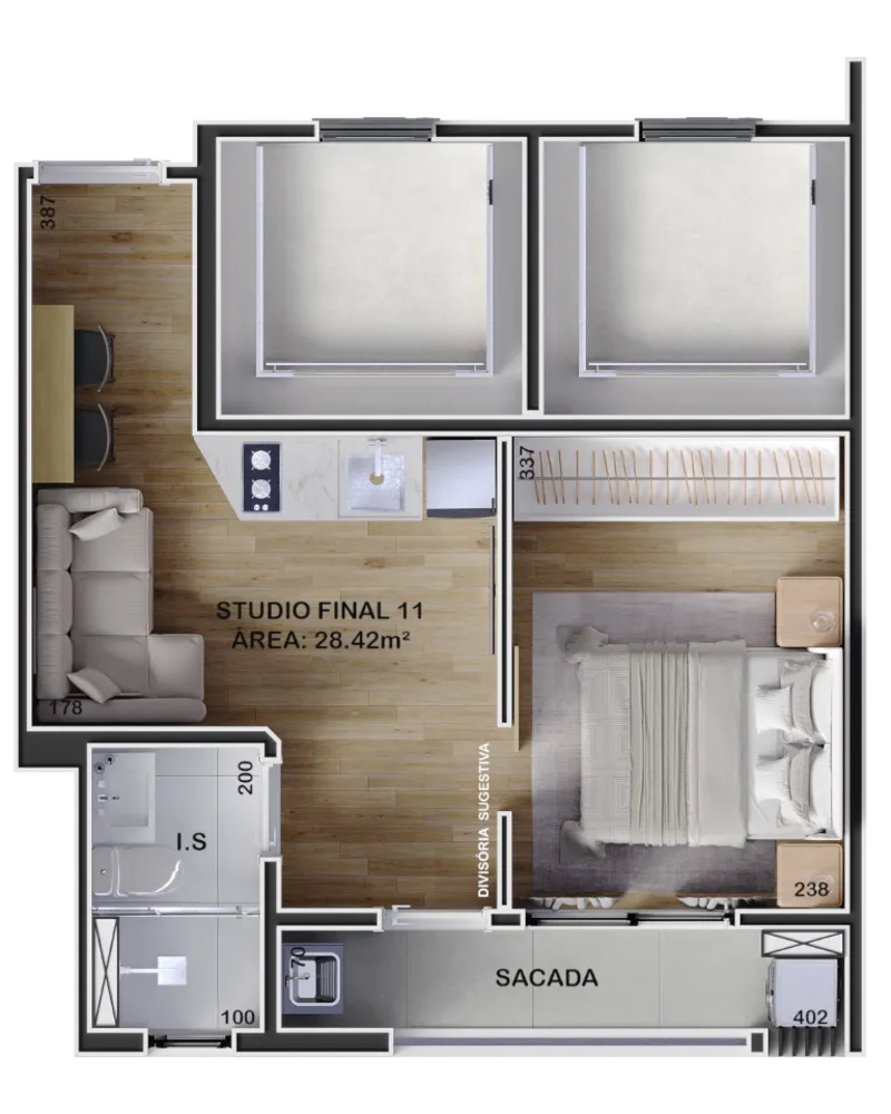 Apartamento, 1 quarto, 29 m² - Foto 3