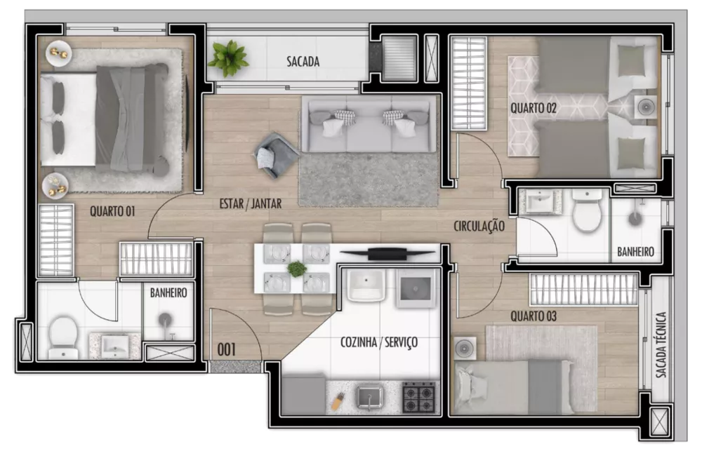 Apartamento, 2 quartos, 47 m² - Foto 2