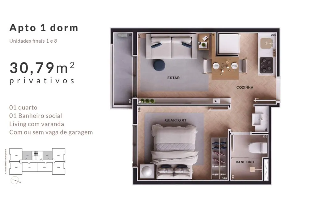 Apartamento, 1 quarto, 33 m² - Foto 3