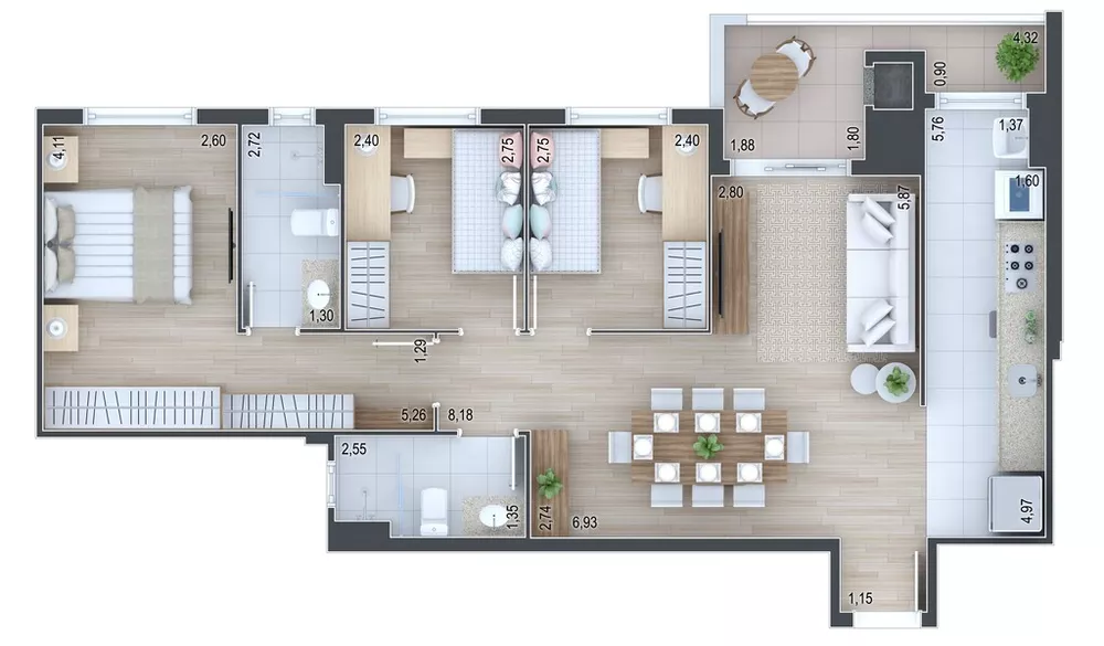 Apartamento, 3 quartos, 98 m² - Foto 3